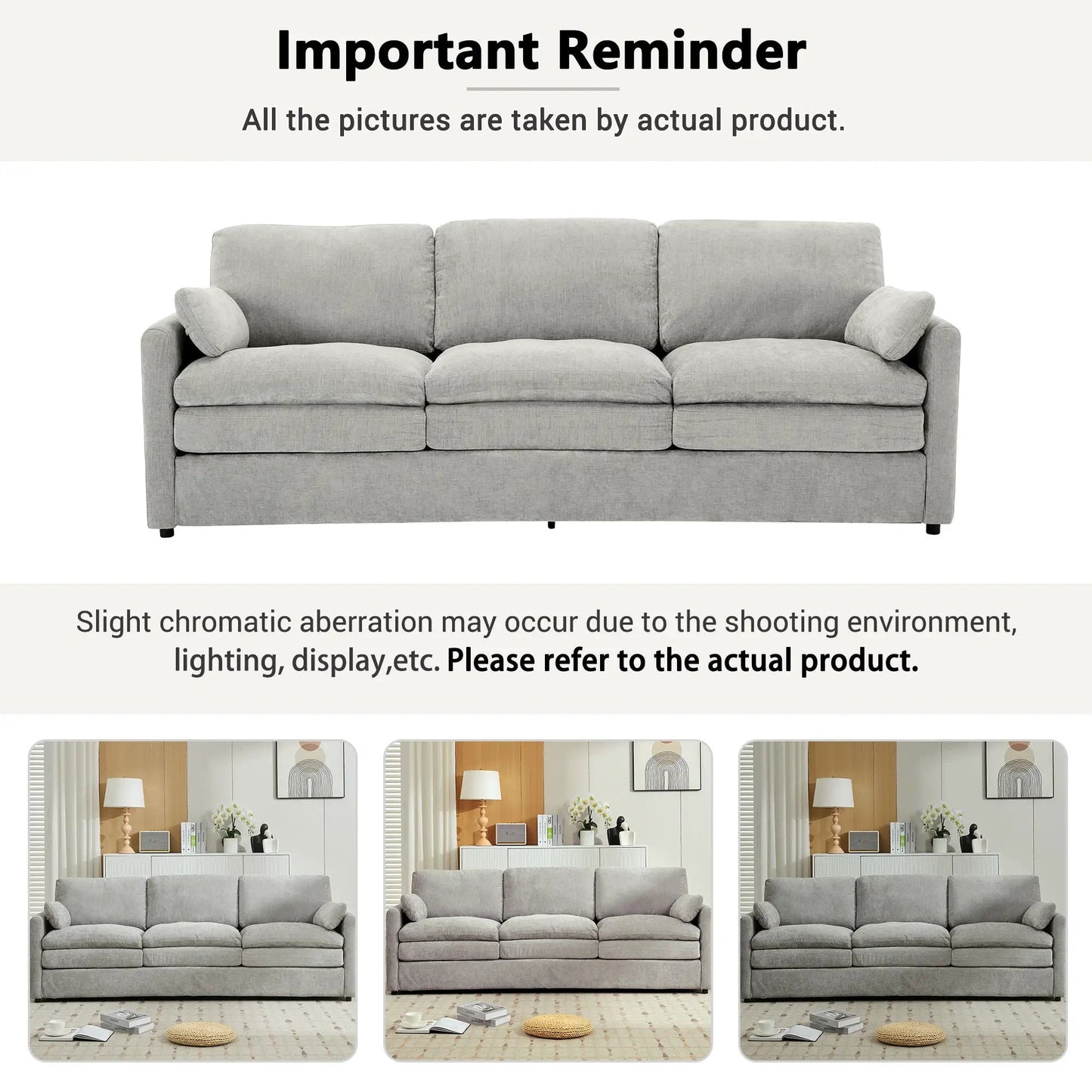 Cozy Upholstered 3 Seater Sofa for Living Room