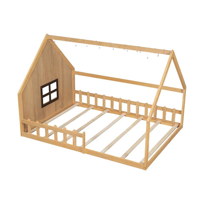 House Bed With Window and Fence Pine Wood Build