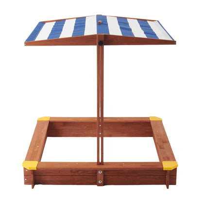 Large Outdoor Wooden Sandbox With Canopy