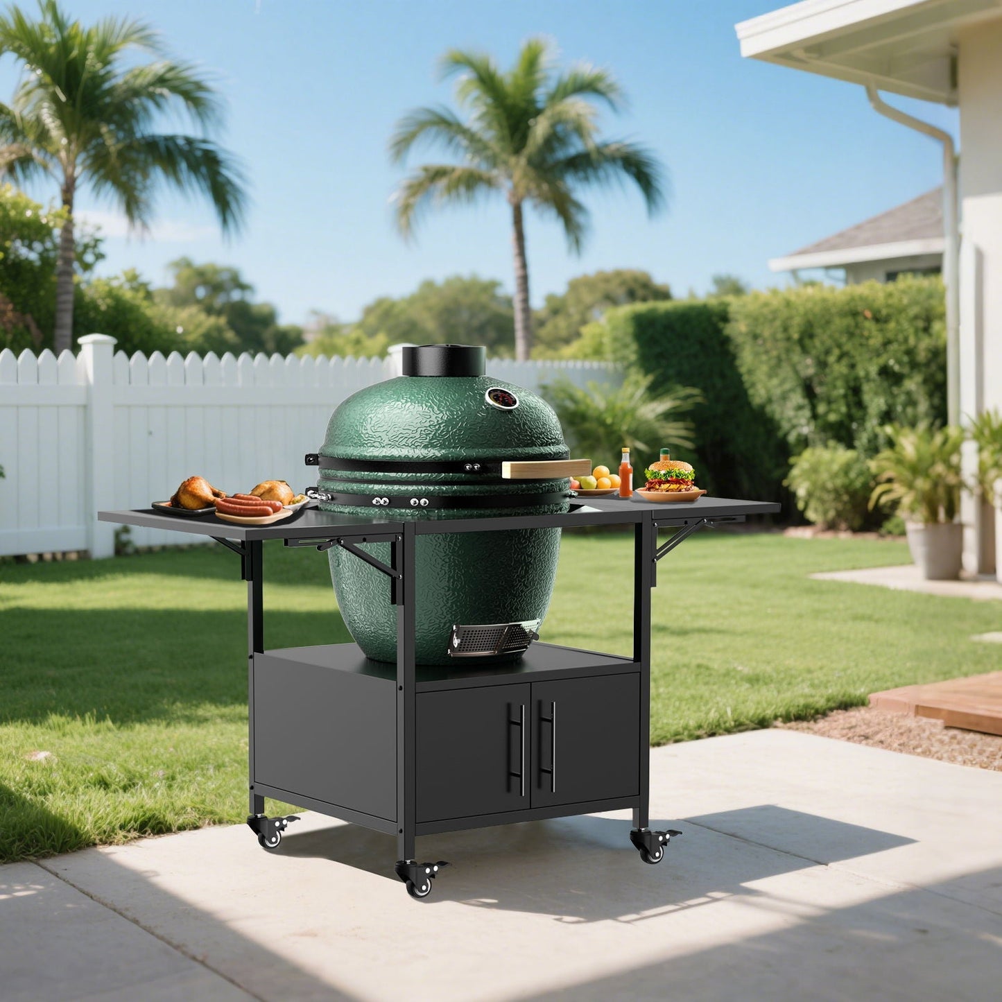 Heavy Duty Metal Grill Table for Big Green Egg