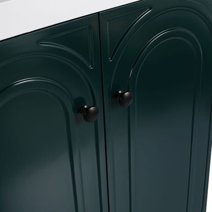 Freestanding bathroom vanity doors in deep green with arched panel details, HouseOfZazla on Tampa Home & Garden Store