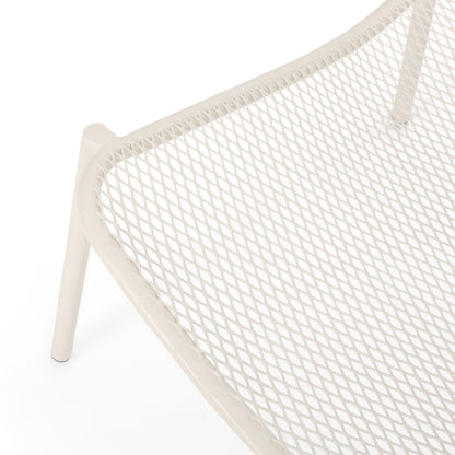 Kincaid Stackable Iron Chair, white powder-coated armless outdoor chair by HouseOfZazla on Tampa Home & Garden Store
