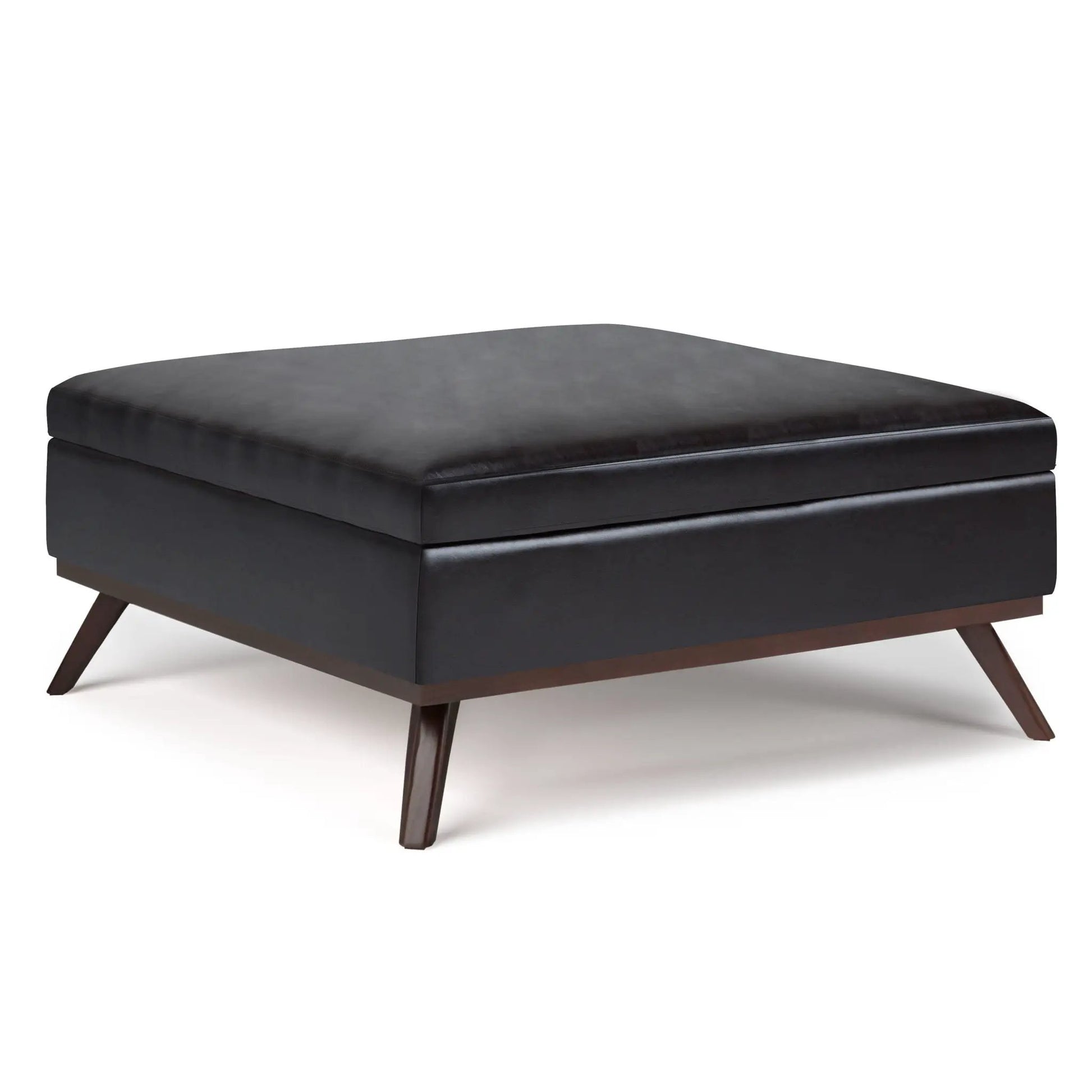 Owen coffee table storage ottoman in black faux leather with legs by Unique Piece Furniture on Tampa Home & Garden Store