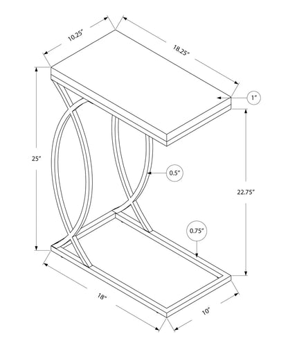 Accent Table C-shaped with wheel-base metal frame, Unique Piece Furniture, contemporary design on Tampa Home & Garden Store