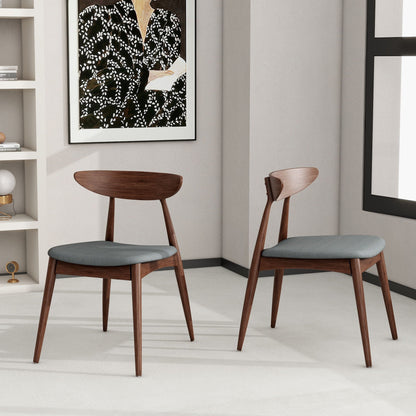 Retro dining chairs with ergonomic back by HouseOfZazla, set of 2, wood legs and gray seats on Tampa Home & Garden Store