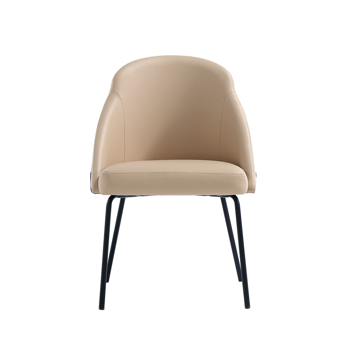 Modern vegan upholstered dining chair beige faux leather with HD foam and black metal legs on Tampa Home & Garden Store