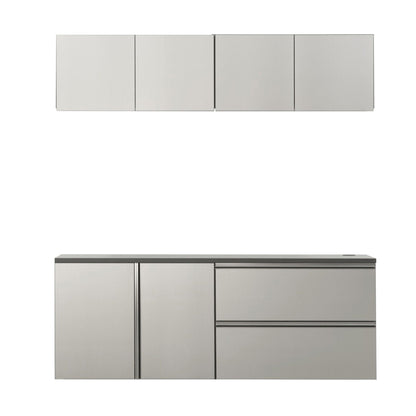HouseOfZazla metallic gray garage cabinet set with deep storage four-door and drawer stack on Tampa Home & Garden Store