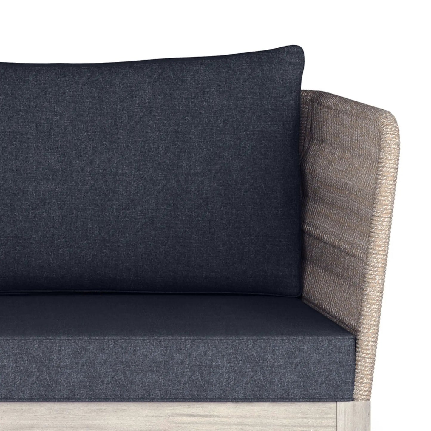 Santiago outdoor sofa slate gray fabric with brown woven armrest on Tampa Home & Garden Store