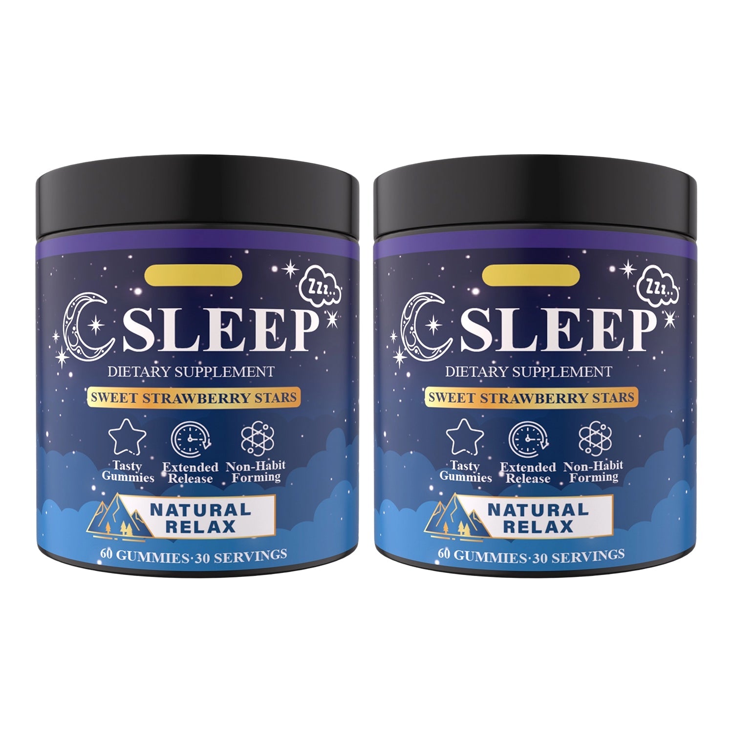 Sleep Gummies by Perfecsy, two purple jars with starry night label dietary supplement on Tampa Home & Garden Store