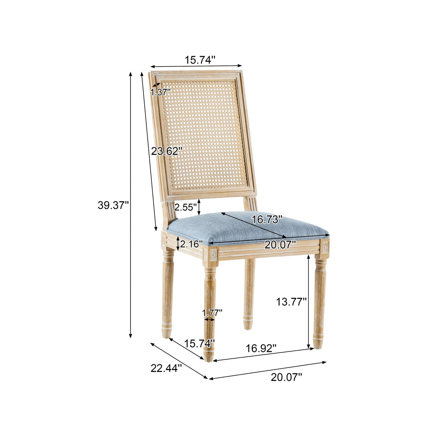 French Country kids' side chair by HouseOfZazla with rectangular cane back and upholstered seat on Tampa Home & Garden Store