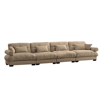 Super Comfort Oversized Modular Sectional Sofa, beige fabric upholstery, 3-seat configuration on Tampa Home & Garden Store