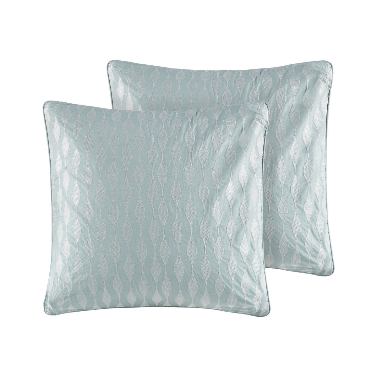 White King comforter set with two pale blue damask wave-pattern pillows by HouseOfZazla on Tampa Home & Garden Store