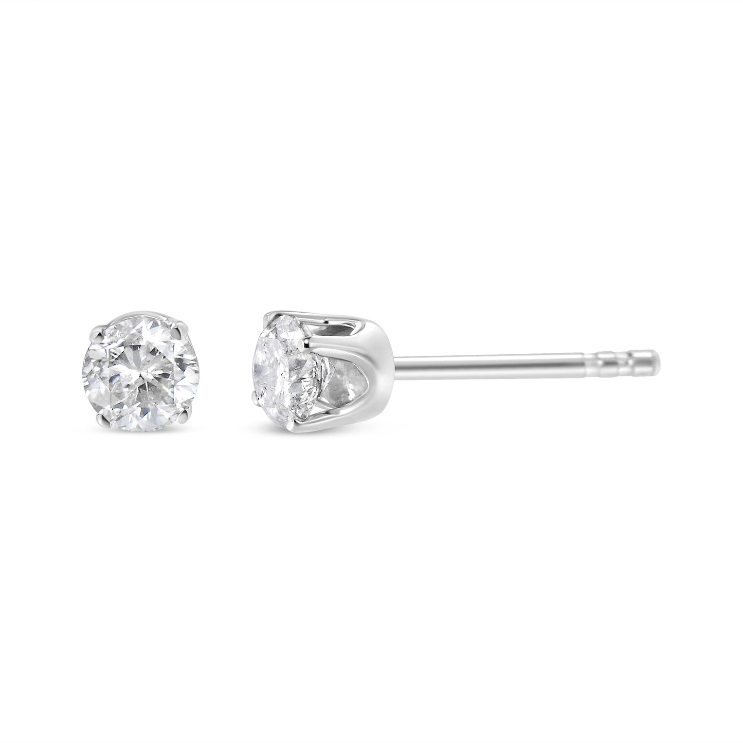 Bids.com 14K white gold round diamond stud earrings, 1.0 cttw, push-back 4-prong set on Tampa Home & Garden Store