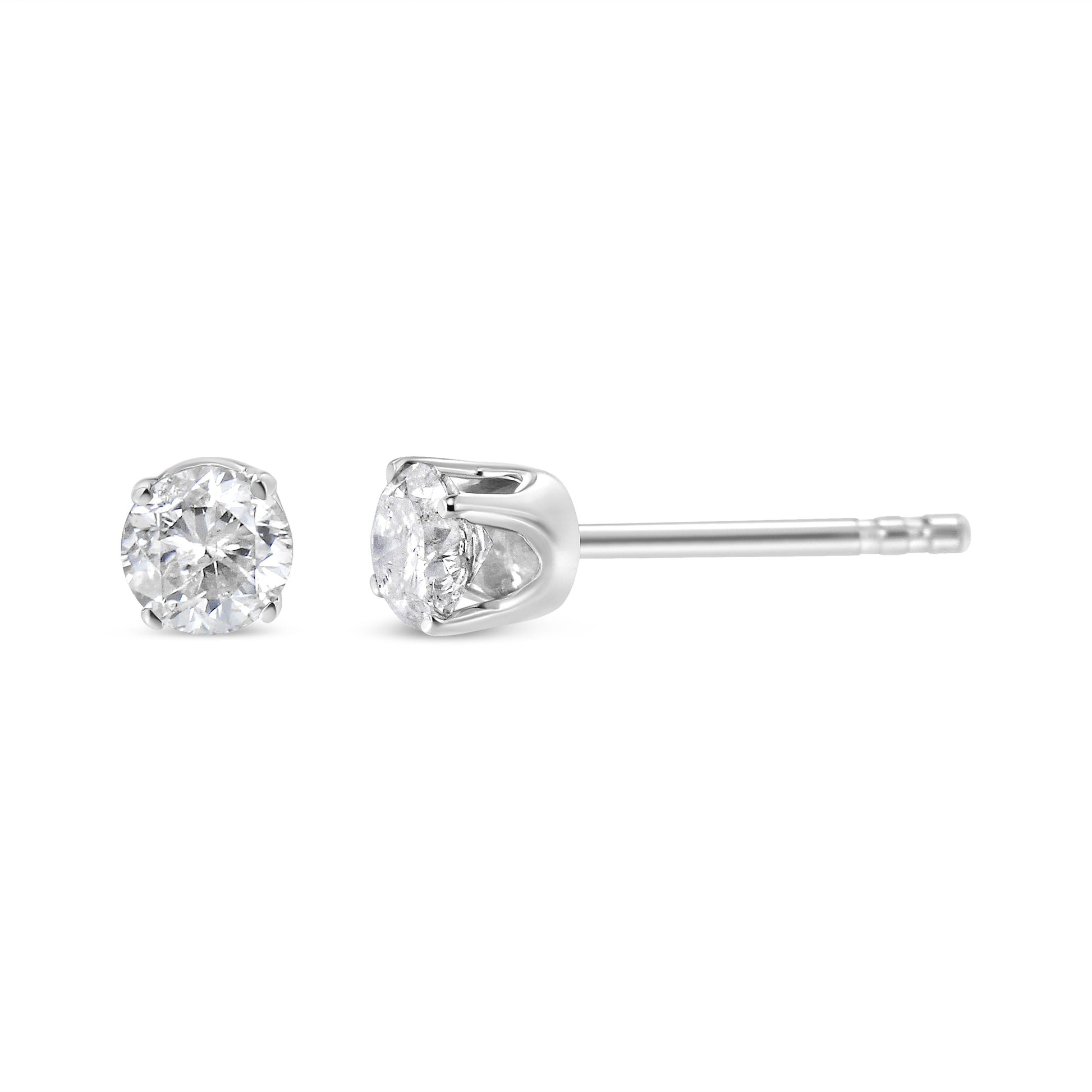 Bids.com 14K white gold round diamond stud earrings, 1.0 cttw, push-back 4-prong set on Tampa Home & Garden Store