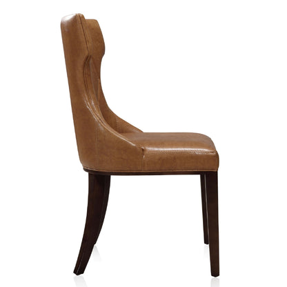 Reine Dining Chair set of 2 in brown leather upholstery with solid wood frame HouseOfZazla on Tampa Home & Garden Store