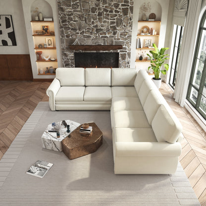118-inch L-shaped convertible sofa bed in cream upholstery by HouseOfZazla on Tampa Home & Garden Store