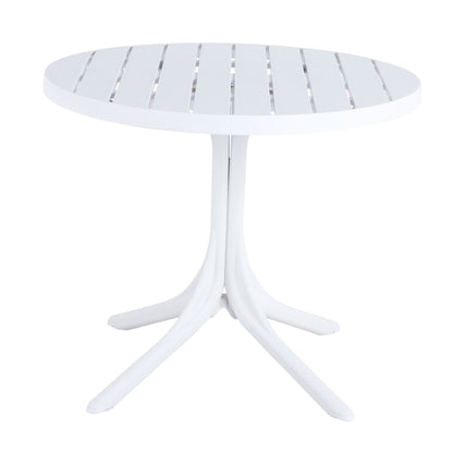 Modern round white outdoor dining table with slatted top by HouseOfZazla on Tampa Home & Garden Store