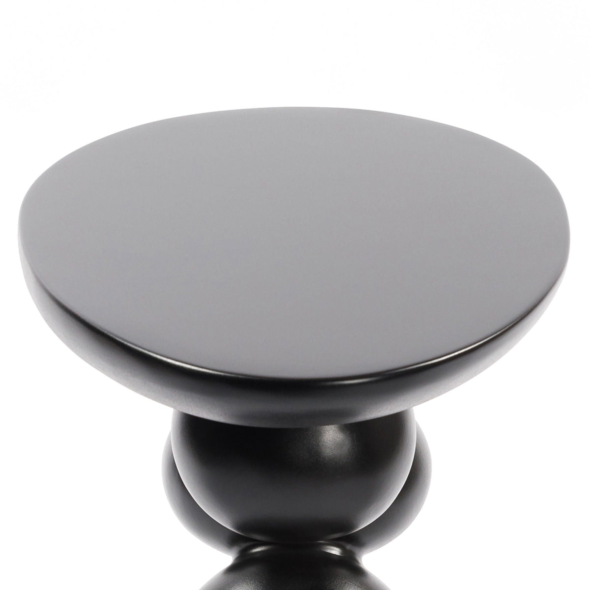 Lucky Stone Shaped End Table with sculptural stacked-ball base, gray metal finish on Tampa Home & Garden Store