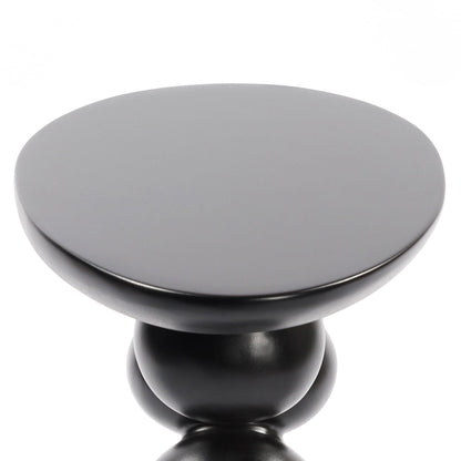 Lucky Stone Shaped End Table with sculptural stacked-ball base, gray metal finish on Tampa Home & Garden Store