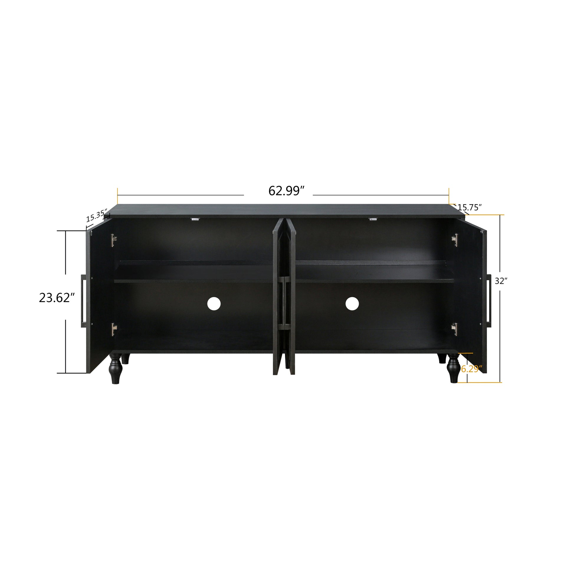 Carved Flower Door Large Storage Cabinet black finish with metal handle HouseOfZazla on Tampa Home & Garden Store