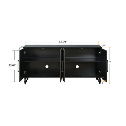 Carved Flower Door Large Storage Cabinet black finish with metal handle HouseOfZazla on Tampa Home & Garden Store