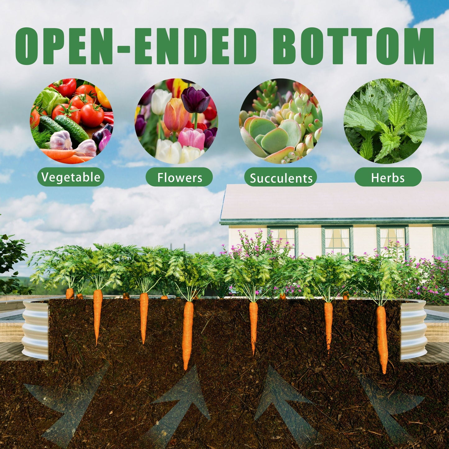 Heavy Duty Galvanized Raised Garden Bed Kit by HouseOfZazla for vegetables flowers herbs on Tampa Home & Garden Store