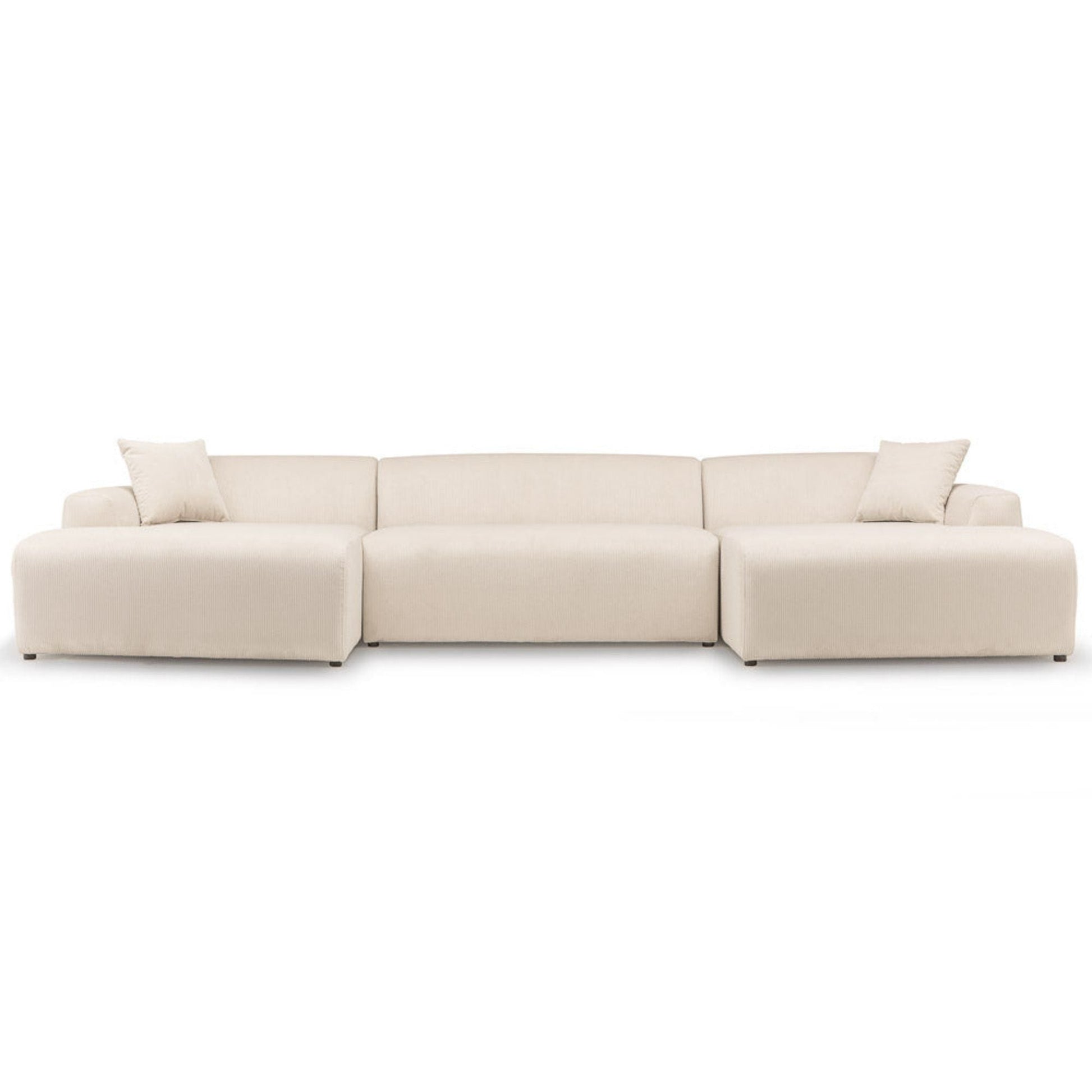 Mar high-quality stationary sectional sofa in beige fabric by HouseOfZazla, three-seat on Tampa Home & Garden Store