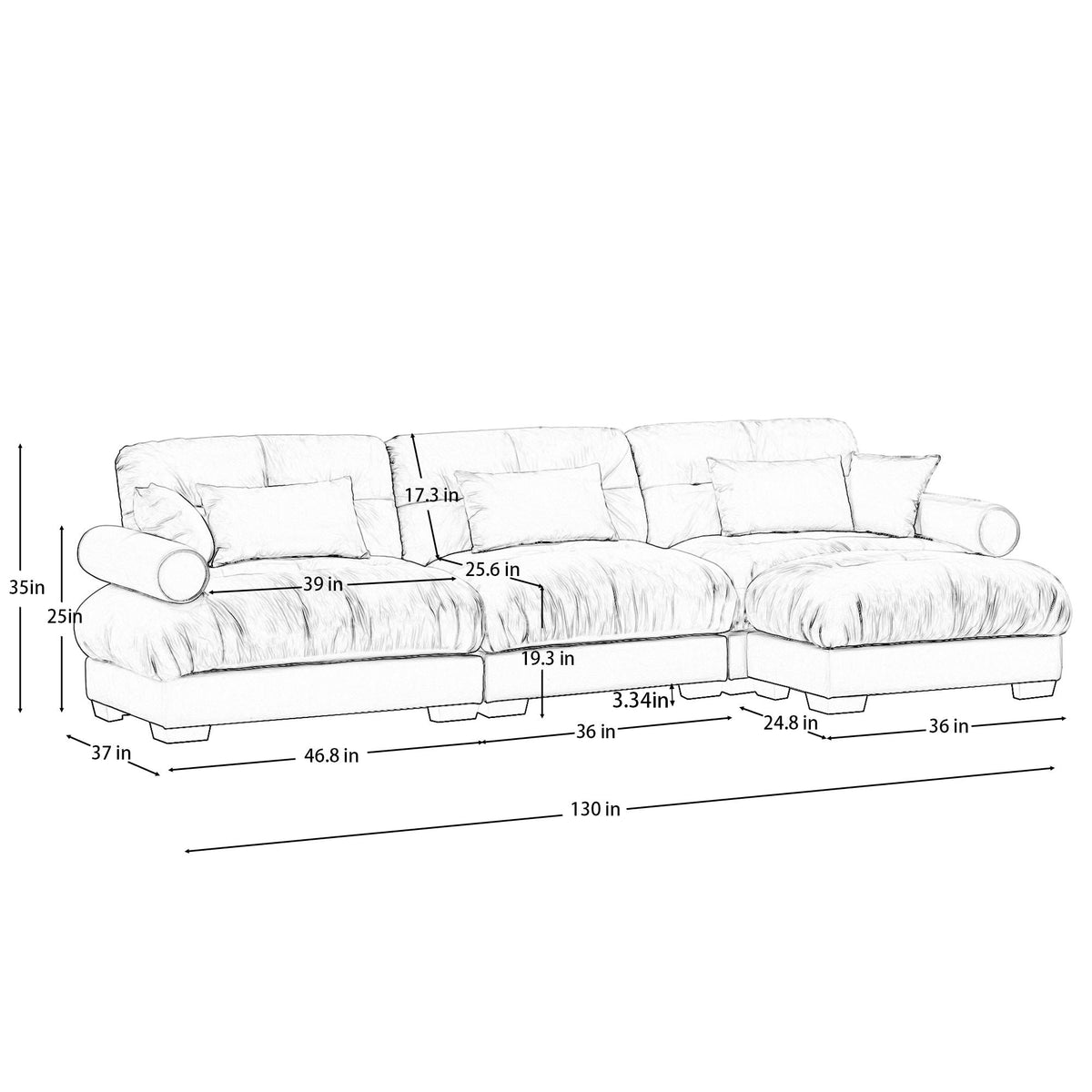 Super Comfort Oversized Modular Sectional Sofa with Movable Ottoman, 2-Piece Set, HouseOfZazla beige on Tampa Home & Garden Store