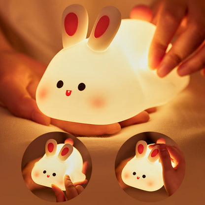 Rabbit-shaped silicone LED night light with touch sensor by Sell My Stuff, warm white glow on Tampa Home & Garden Store