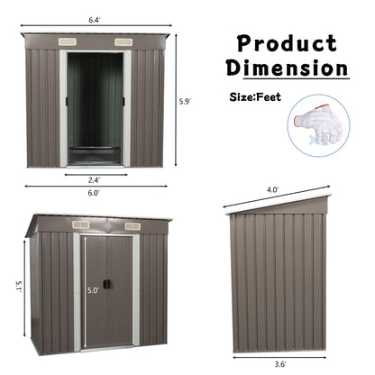 Galvanized Steel Outdoor Storage Shed and Padlock