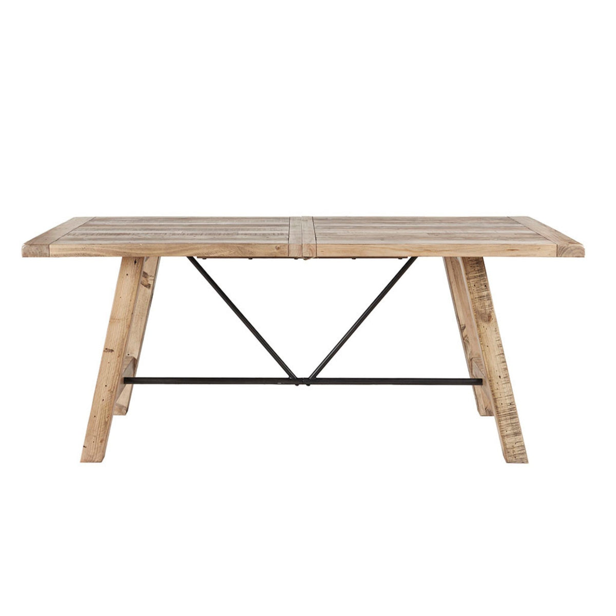 Rustic dining table in natural pine with metal X-frame support HouseOfZazla on Tampa Home & Garden Store