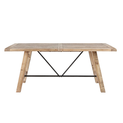 Rustic dining table in natural pine with metal X-frame support HouseOfZazla on Tampa Home & Garden Store