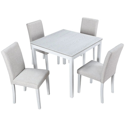 Dining table set with crystal trim and upholstered gray chairs by Unique Piece Furniture 5-piece on Tampa Home & Garden Store