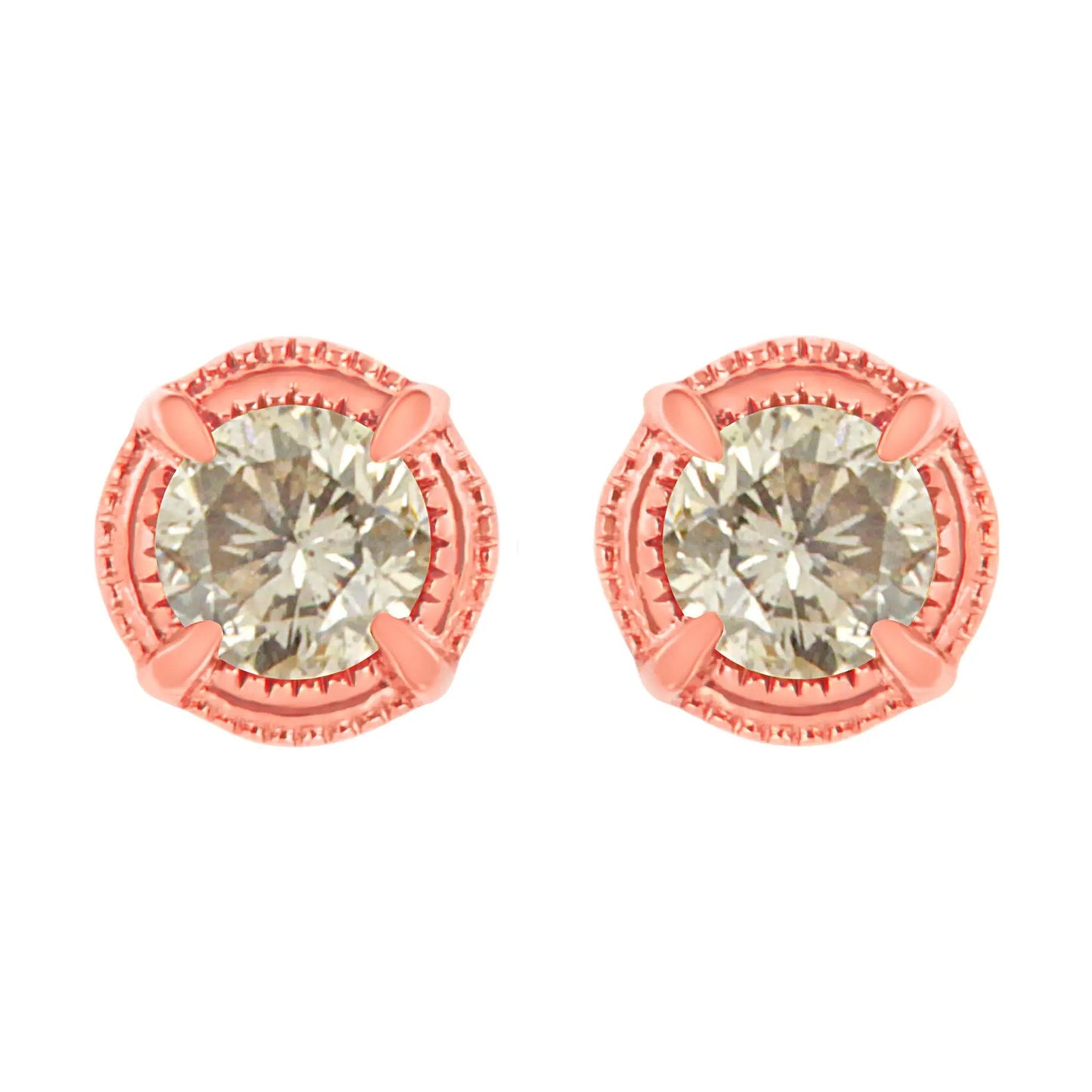 Diamond stud earrings in 14K yellow gold plated sterling silver halo 1.0 Cttw round diamond on Tampa Home & Garden Store