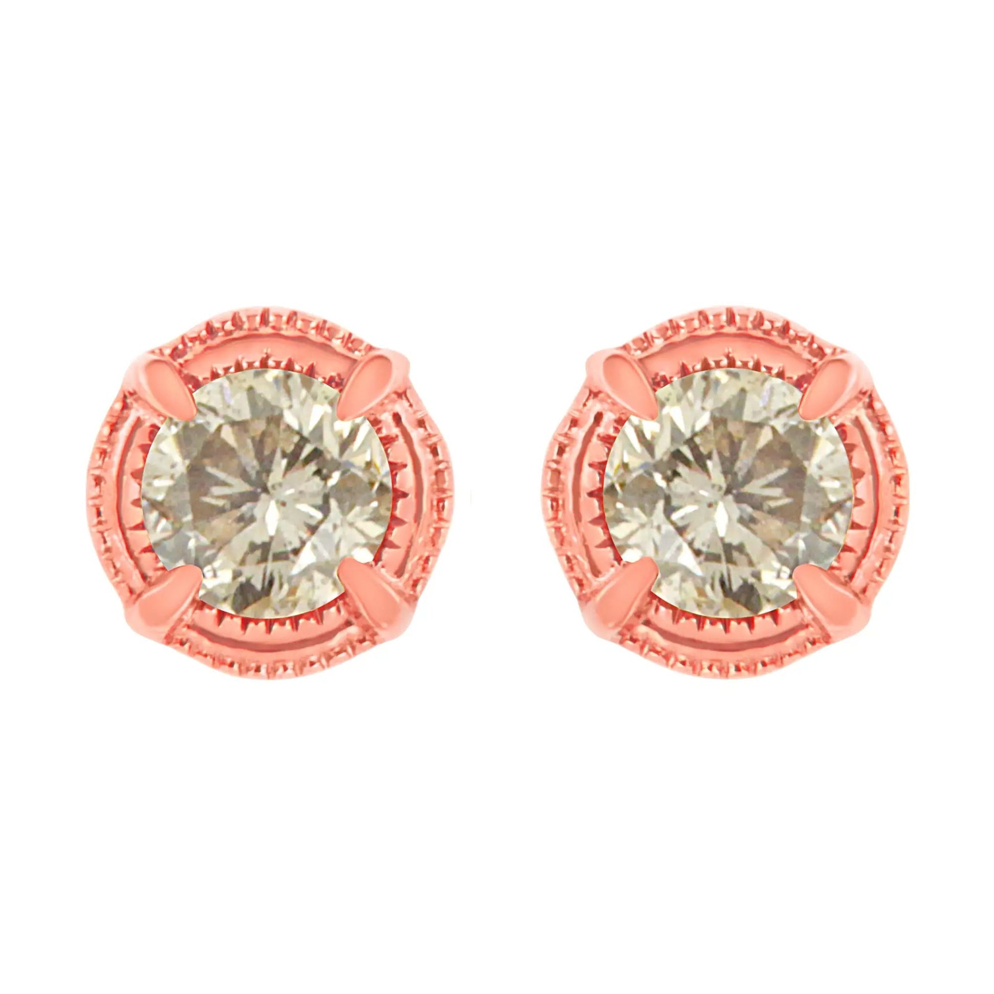 Diamond stud earrings in 14K yellow gold plated sterling silver halo 1.0 Cttw round diamond on Tampa Home & Garden Store