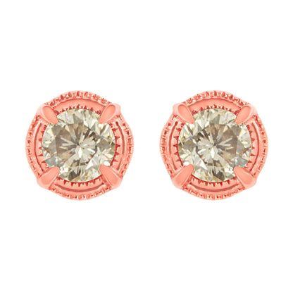Diamond stud earrings in 14K yellow gold plated sterling silver halo 1.0 Cttw round diamond on Tampa Home & Garden Store
