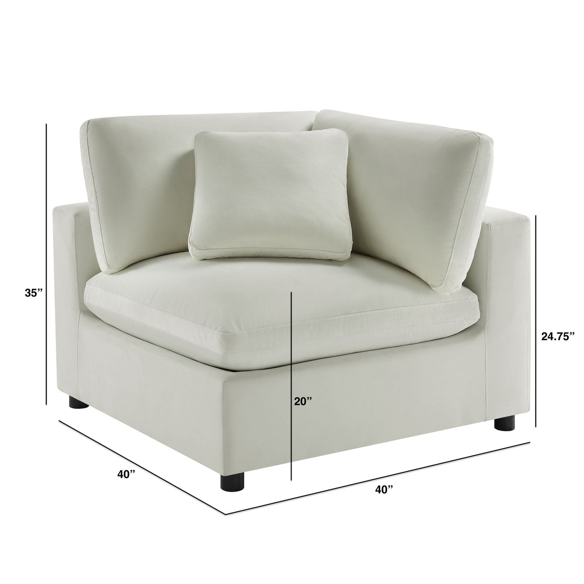 Corner wedge chair with down blend cushion in beige upholstery by HouseOfZazla on Tampa Home & Garden Store