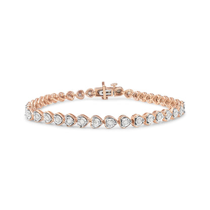 Bracelet .925 Sterling Silver Miracle Set Diamond Heart-Link Tennis Bracelet 7in rose gold on Tampa Home & Garden Store