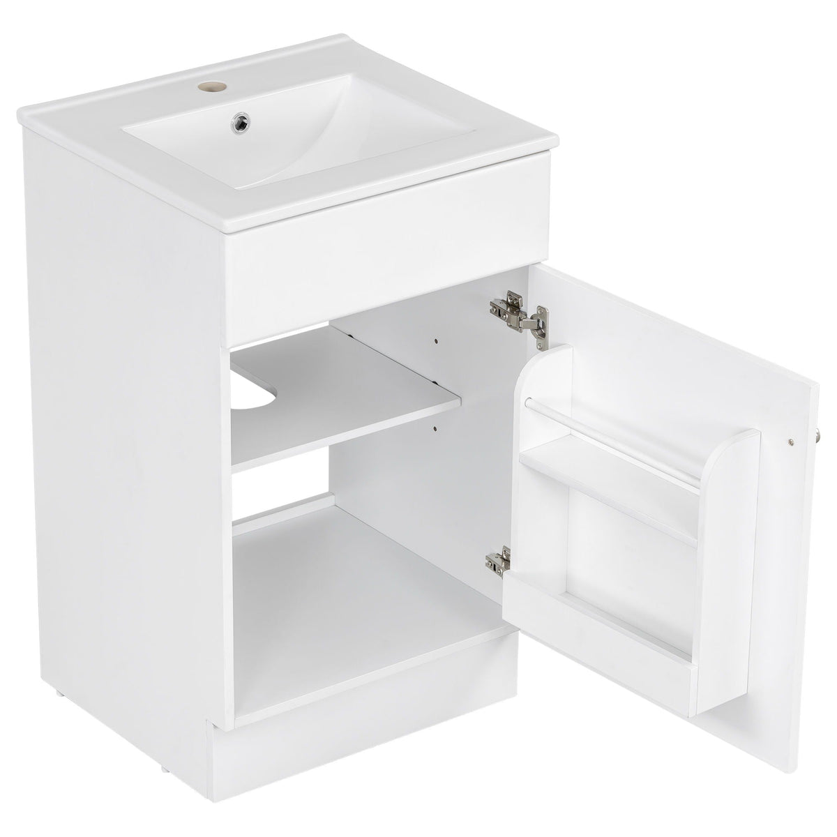 Bathroom vanity with sink, white finish, adjustable shelves, HouseOfZazla on Tampa Home & Garden Store