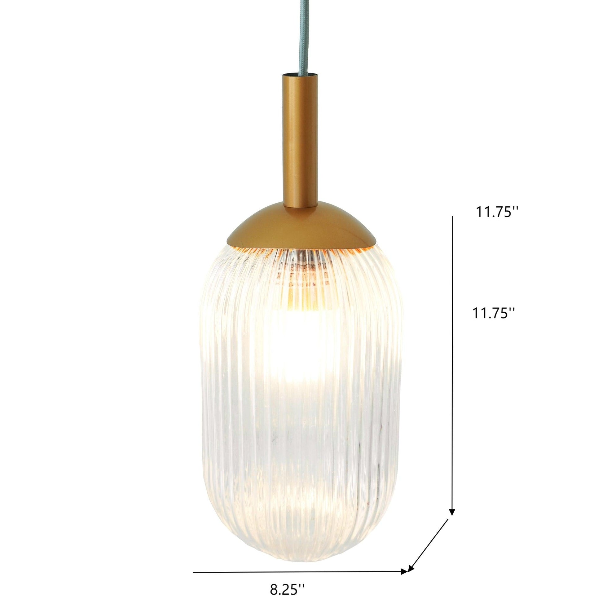 Modern Style Pendant Lamp Bronze and Clear with ribbed glass shade by HouseOfZazla on Tampa Home & Garden Store