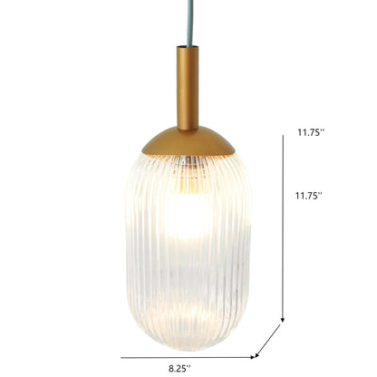 Modern Style Pendant Lamp Bronze and Clear with ribbed glass shade by HouseOfZazla on Tampa Home & Garden Store
