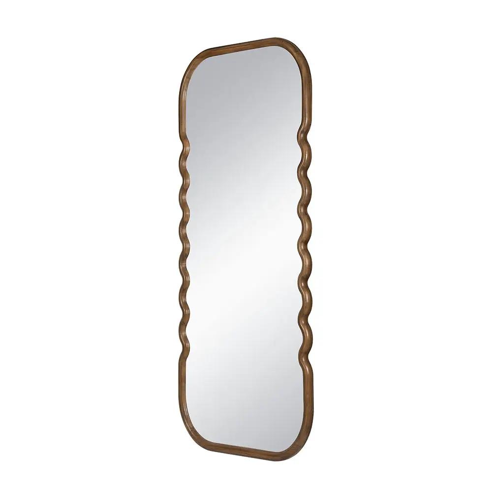 Oversized wooden floor mirror with brown wavy frame by Unique Piece Furniture on Tampa Home & Garden Store