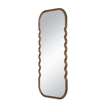 Oversized wooden floor mirror with brown wavy frame by Unique Piece Furniture on Tampa Home & Garden Store