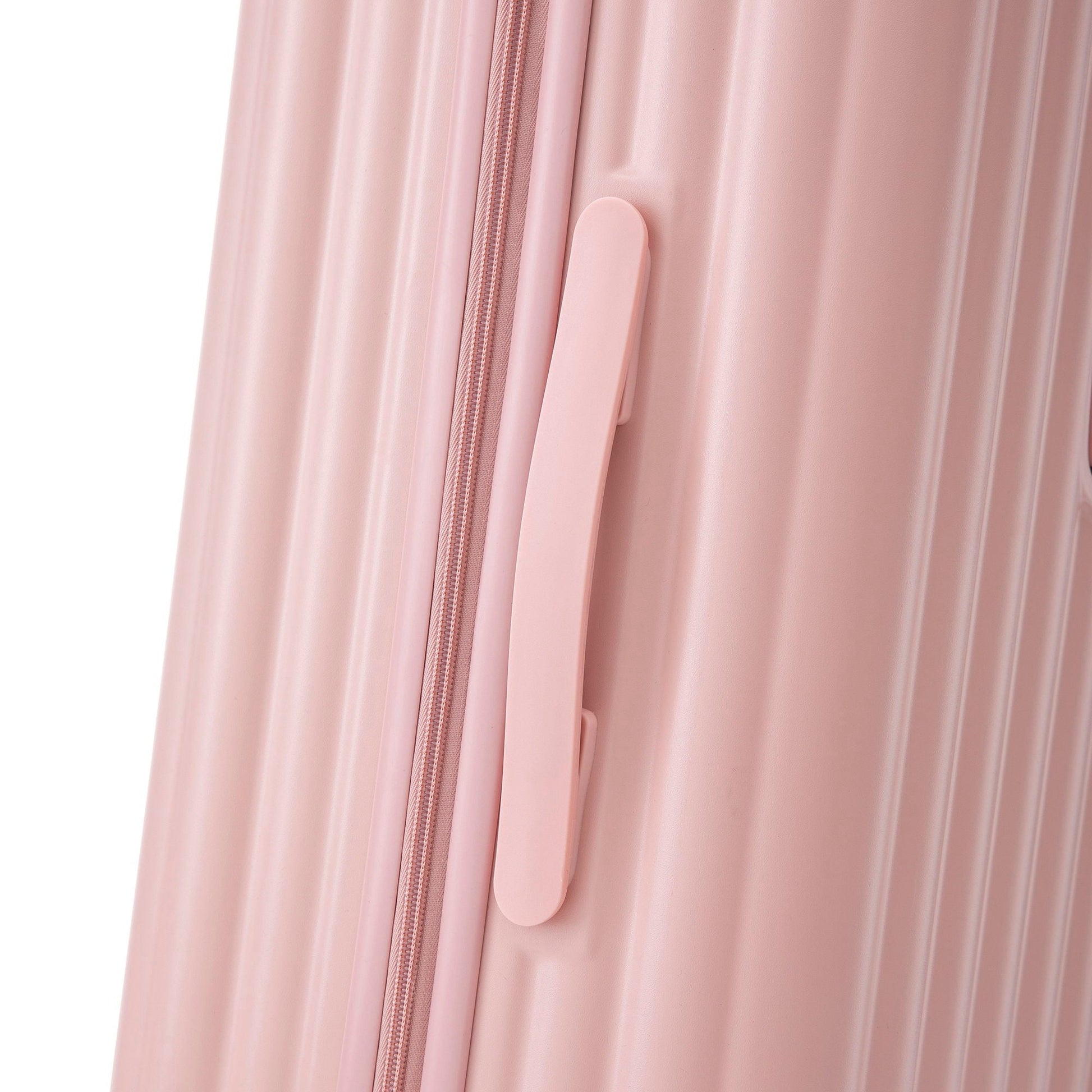 HouseOfZazla pink carry-on luggage zipper and pull handle close-up on Tampa Home & Garden Store