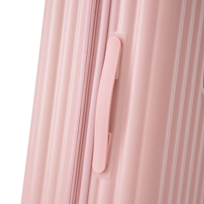 HouseOfZazla pink carry-on luggage zipper and pull handle close-up on Tampa Home & Garden Store