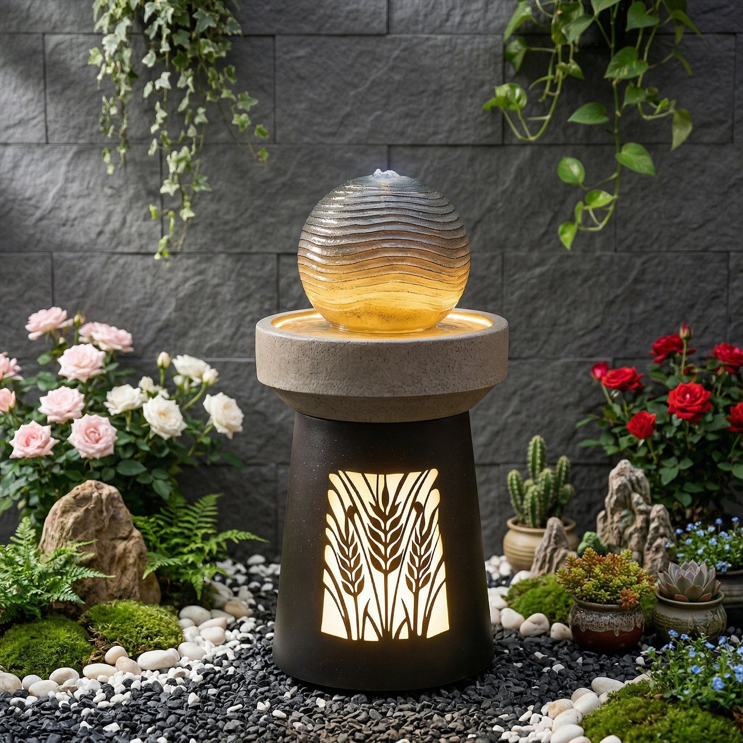 Outdoor Garden Lantern And Leaf Silhouette
