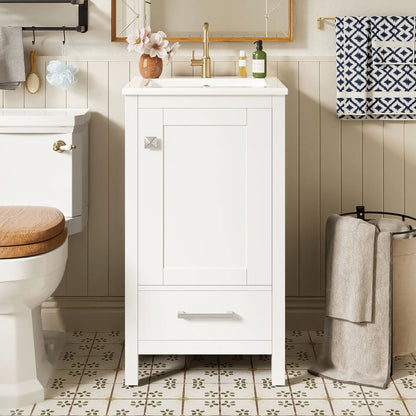 Bathroom Vanity Ceramic Sink and Divider Drawer