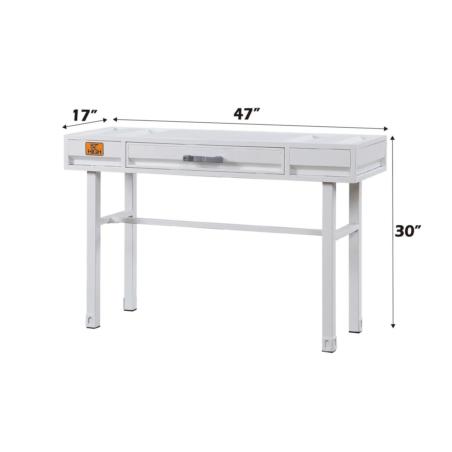 Cargo vanity desk with functional storage, white finish, multi-drawer with cubbies on Tampa Home & Garden Store