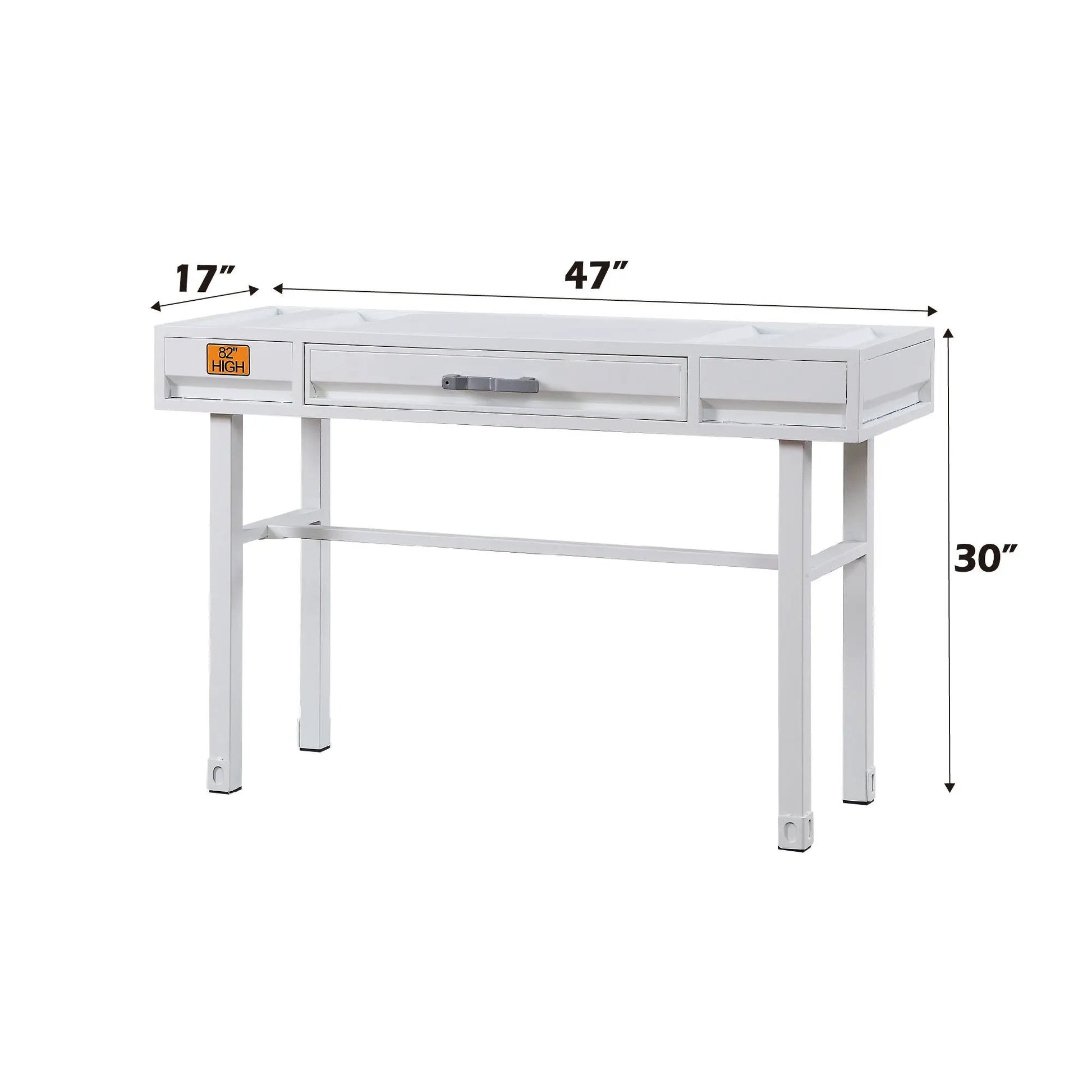 Cargo vanity desk with functional storage, white finish, multi-drawer with cubbies on Tampa Home & Garden Store
