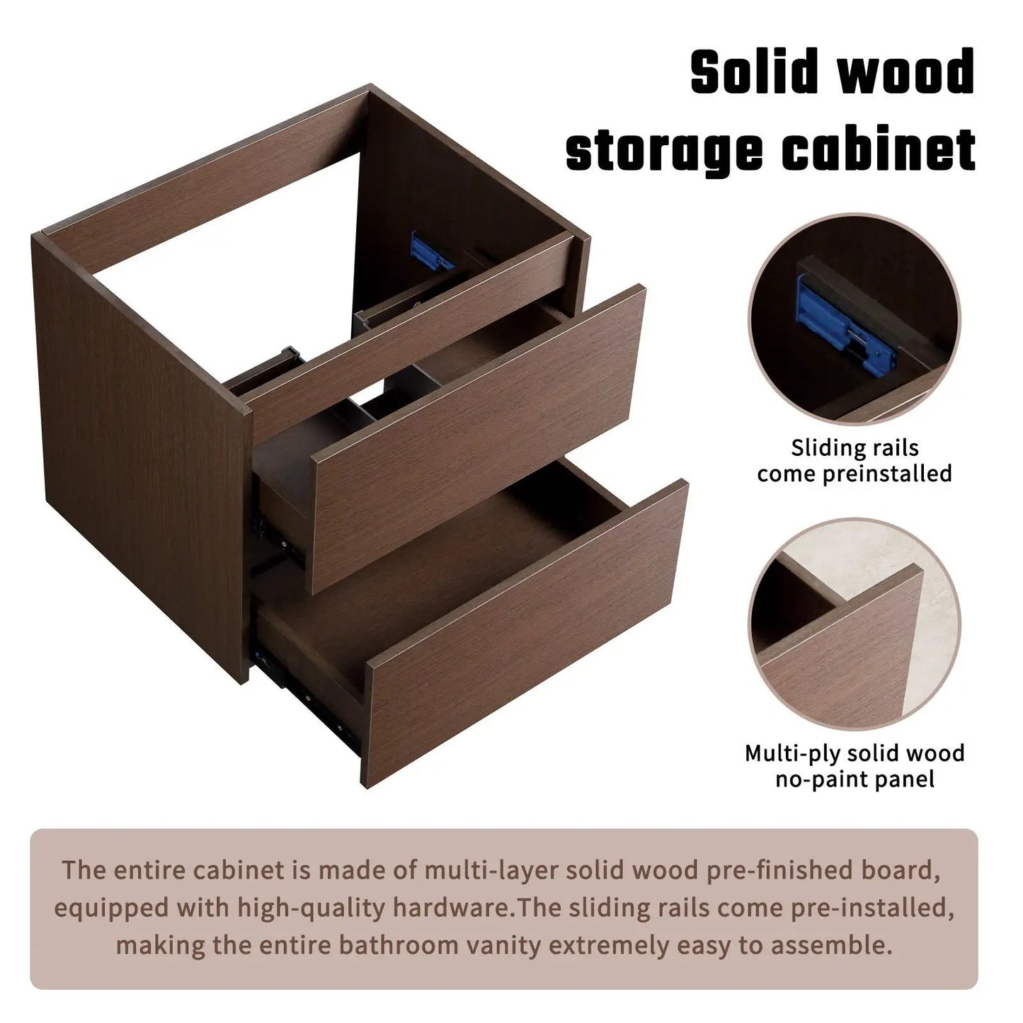 Wall Mounted Vanity With Soft Close Drawer